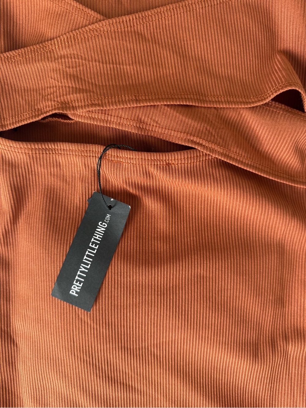 PLT Ribbed Halter Bodycon Dress - Rust Orange Size 4 - Picture 7 of 8